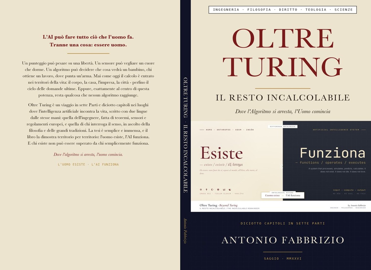La copertina completa del volume: quarta di copertina, dorso e fronte